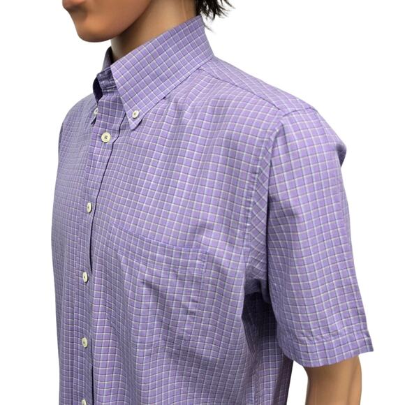 Brooks Brothers 346 Original Polo Shirt Short Sleeve Men M Slim fit Purple Check - Picture 7 of 12